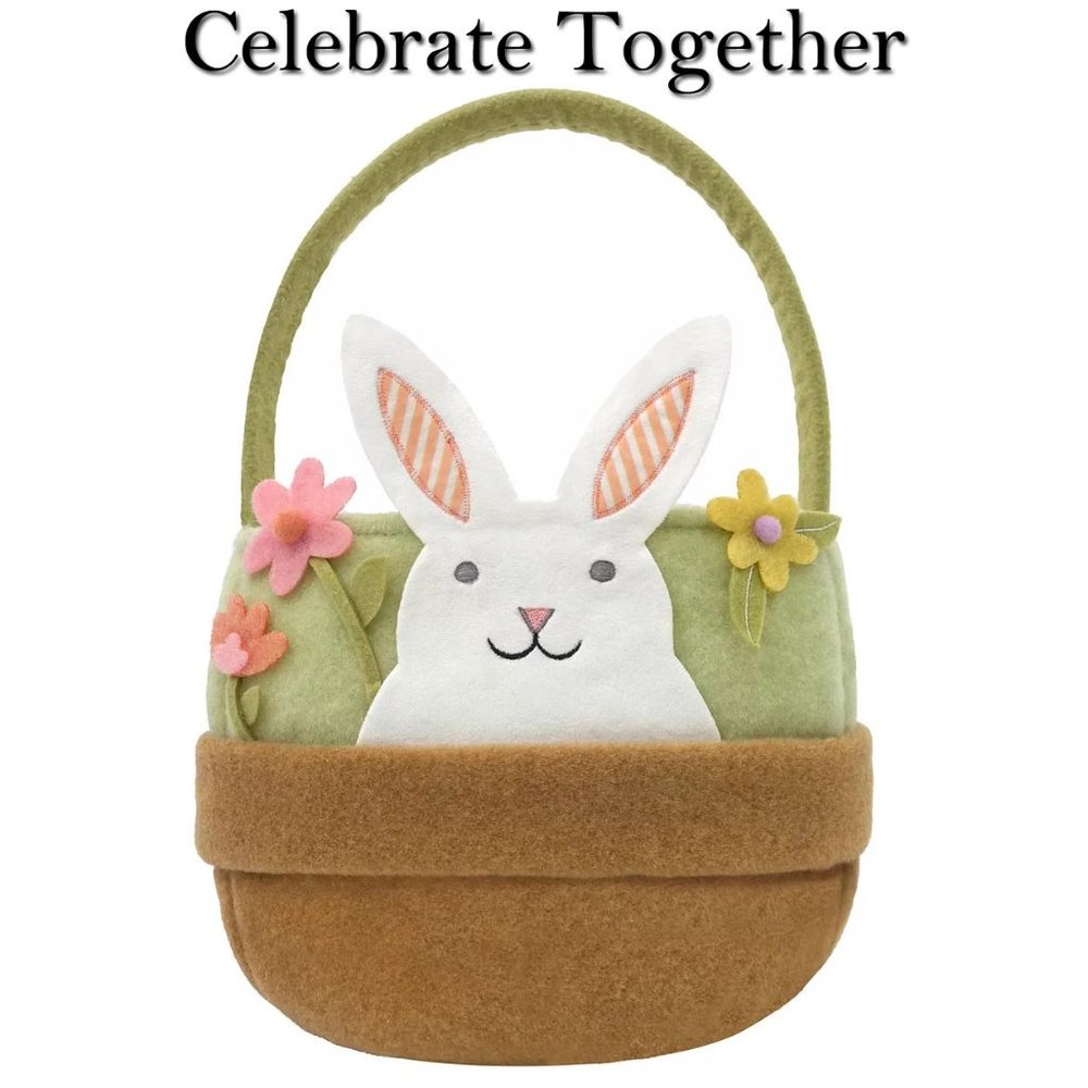 Celebrate Together Plush Bunny & Flowers Treat Easter Basket NWT🌻
